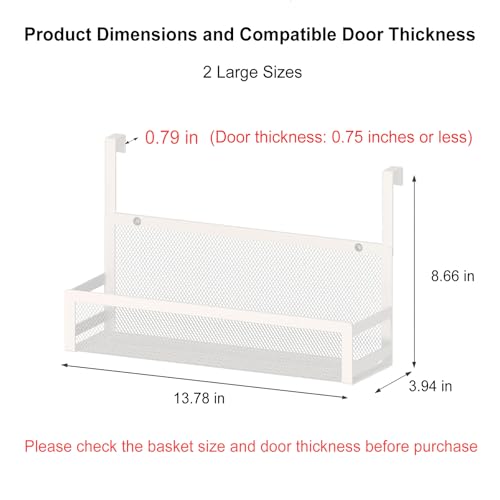 SHINEWON Hanging Bathroom Baskets Fine Mesh Wire Storage Basket Over Cabinet Door Organizer No Drilling Required for Kitchen Bathroom Office, Large, 2 Pack - Image 2