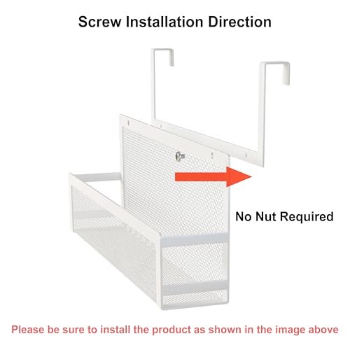 SHINEWON Hanging Bathroom Baskets Fine Mesh Wire Storage Basket Over Cabinet Door Organizer No Drilling Required for Kitchen Bathroom Office, Large, 2 Pack - Image 3