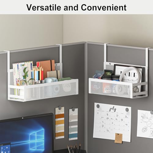 SHINEWON Hanging Bathroom Baskets Fine Mesh Wire Storage Basket Over Cabinet Door Organizer No Drilling Required for Kitchen Bathroom Office, Large, 2 Pack - Image 5