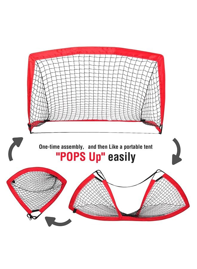 Generic Portable Training Goals,120x90 cm Pop Up Soccer Net for Backyard,Set of 2 With Carry Bag,soccer ball,inflation pump,8 cones and 8 U shaped nails - Image 4