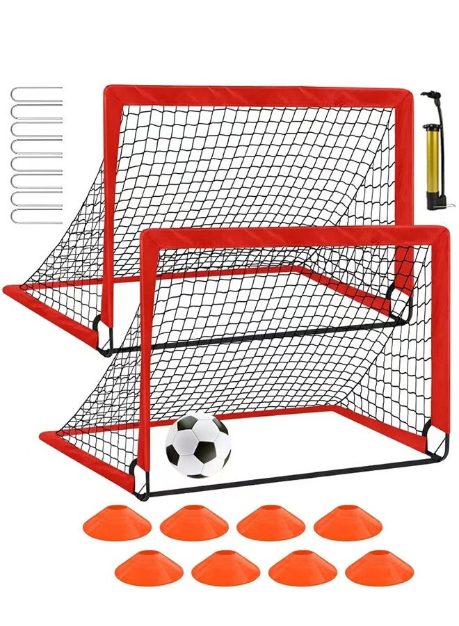 Generic Portable Training Goals,120x90 cm Pop Up Soccer Net for Backyard,Set of 2 With Carry Bag,soccer ball,inflation pump,8 cones and 8 U shaped nails - Image 1