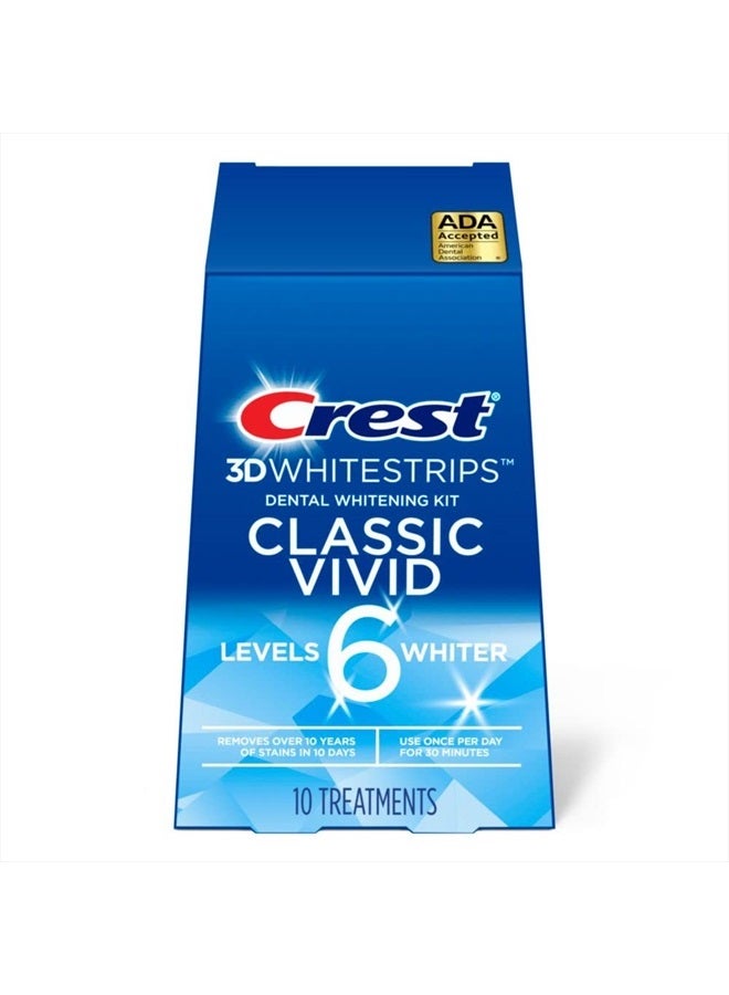 Crest شرائط تبييض الأسنان 3D، كلاسيك فيفيد، مجموعة شرائط تبييض الأسنان، 20 شريط (عبوة 10 شريط) - Image 1