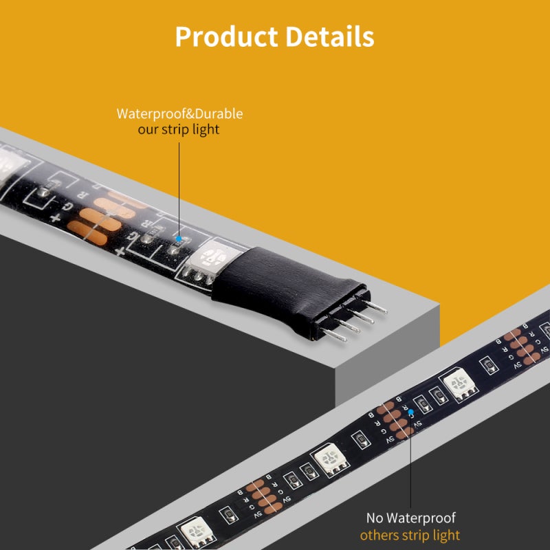 Led Strip Light: 0.5M Black Wireless Remote Control - 20 Single Color Options Usb Powered Energy Saving Led Light for Computer Case Tv Wall Diy Decoration - Image 3