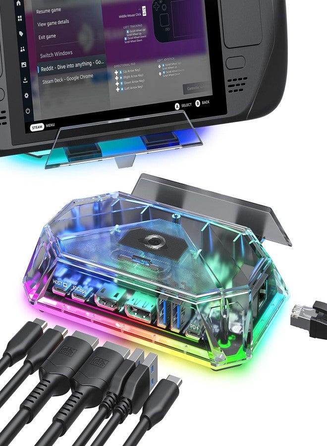 JSAUX RGB Docking Station for Steam Deck (OLED)/ROG Ally/Legion Go, 12-in-1 for Steam Deck Dock with 4K@120Hz HDMI & DisplayPort Gigabit Etherne usb C 3.2 usb A 3.2/2.0, SD/TF Slots 3.5mm Jack-HB1201S - Image 1