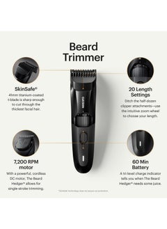 manscaped MANSCAPED® The Beard Hedger® Premium Men's Beard Trimmer, 20 Length Adjustable Blade Wheel, Stainless Steel T-Blade for Precision Facial Hair Trimming, Cordless Waterproof Wet/Dry Clipper  - Image 2