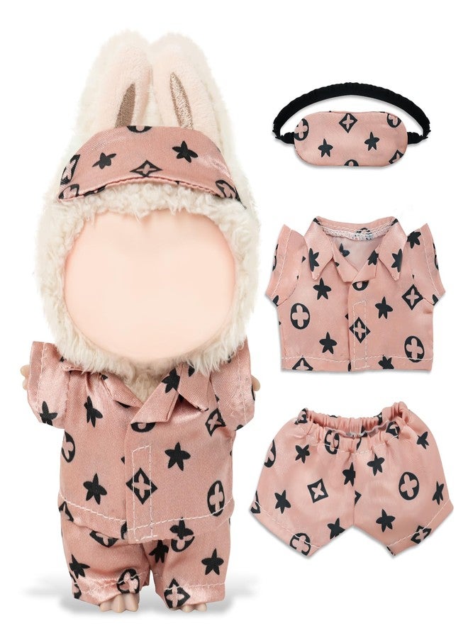 NEOVISTA Clothes Compatible with LABUBU Doll - 3PCS Classic Set, 17cm Doll Clothes Designer Outfit for Cozy Night Theme, Stylish Luxury Pajama Accessories for Labubu, No Doll (Rosy Sleepwear Set) - Image 1