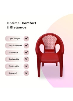 ITALICA ITALICA Relaxing Plastic ChairsPlastic Sofa Chair for Home and GardenSofa Chair Set for Living Room FurnitureOversized Plastic Chair 43X63X83 Cm 9033Set of 4 Chair Red  - Image 3