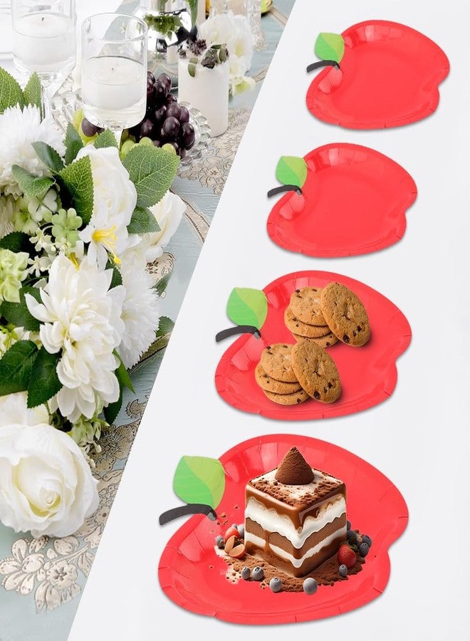 Ranjaner 50Pcs Red A-pple Paper Plates, Back to School Party Decorations First Day School Red A-pple Plate, Schools Disposable Tableware Teacher Appreciation Plate Party Supplies - Image 4