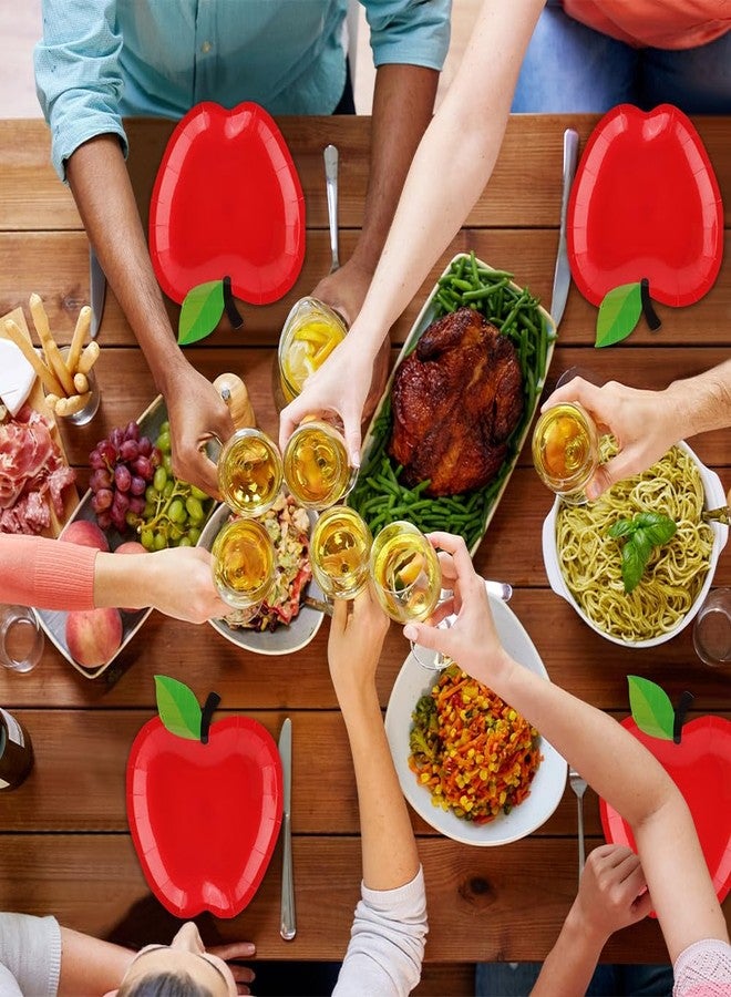 Ranjaner 50Pcs Red A-pple Paper Plates, Back to School Party Decorations First Day School Red A-pple Plate, Schools Disposable Tableware Teacher Appreciation Plate Party Supplies - Image 5