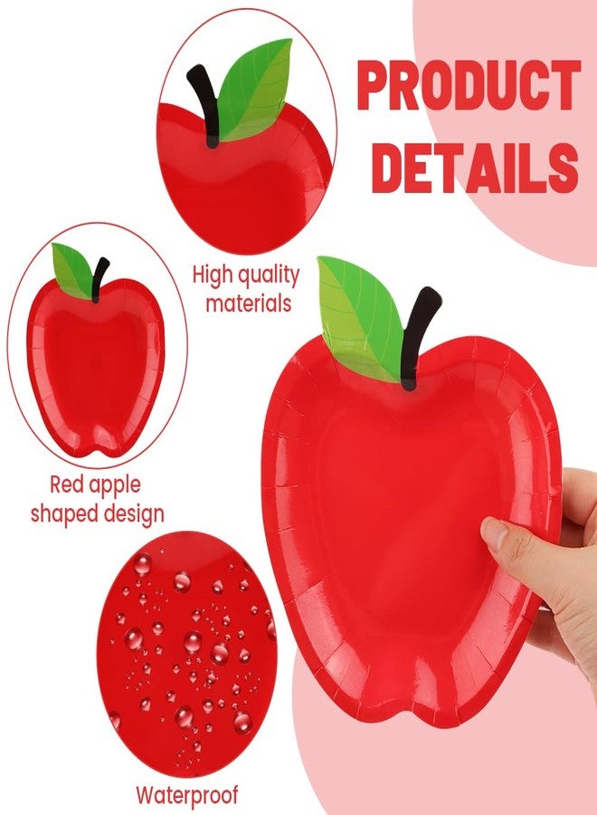 Ranjaner 50Pcs Red A-pple Paper Plates, Back to School Party Decorations First Day School Red A-pple Plate, Schools Disposable Tableware Teacher Appreciation Plate Party Supplies - Image 3