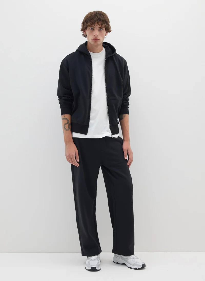 Ovs OVS Black Cotton Blend Relaxed Fit Trousers