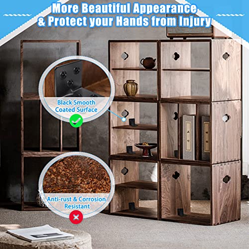 Carooyac 32PCS Black L Corner Brackets + 192PCS Screws, Stainless Steel Corner Braces for Shelves, Heavy Duty Angle Brackets - Image 4