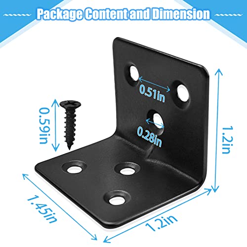 Carooyac 32PCS Black L Corner Brackets + 192PCS Screws, Stainless Steel Corner Braces for Shelves, Heavy Duty Angle Brackets - Image 5