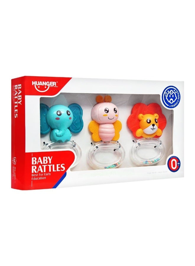 HUANGER 3-Piece Baby Teether Rattle Set – Sensory Learning & Teething Toys - Image 1