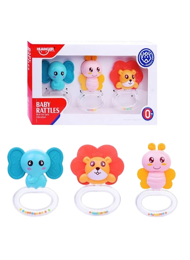 HUANGER 3-Piece Baby Teether Rattle Set – Sensory Learning & Teething Toys - Image 2