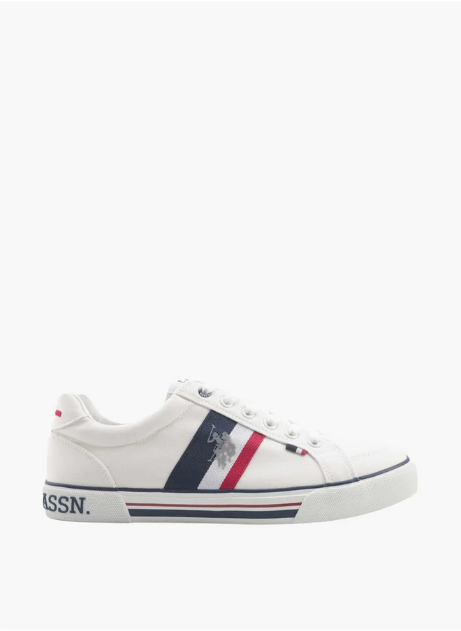يو اس بولو اسن Logo Print Lace-Up Canvas Sneakers