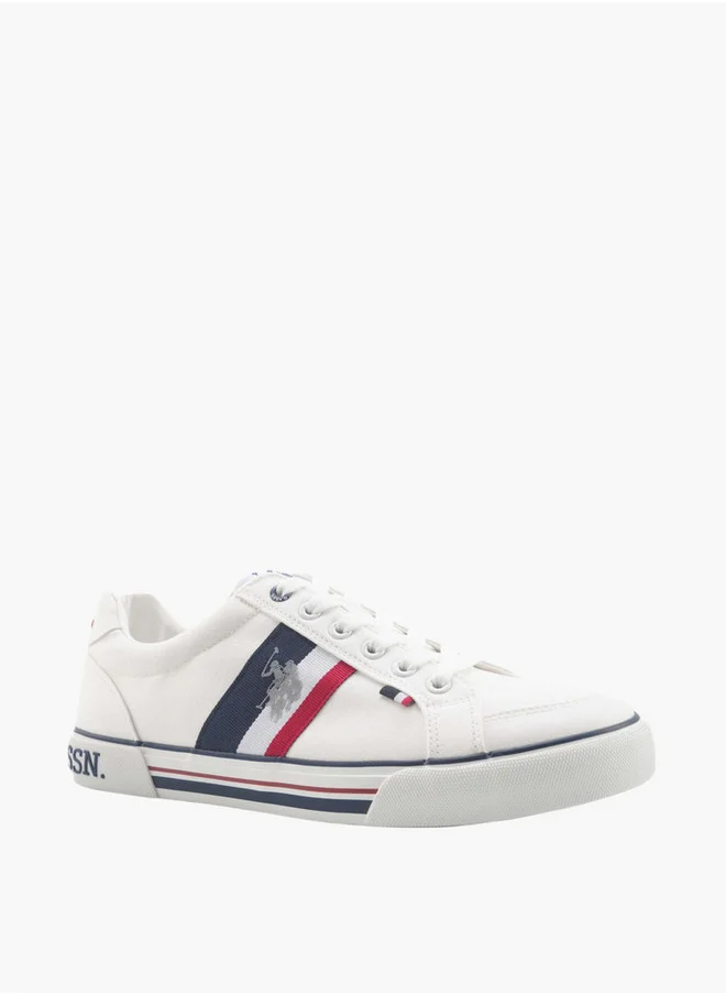 يو اس بولو اسن Logo Print Lace-Up Canvas Sneakers
