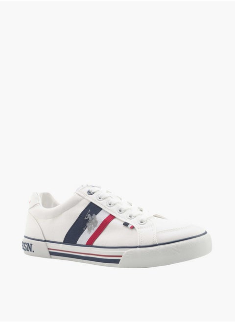 Logo Print Lace-Up Canvas Sneakers