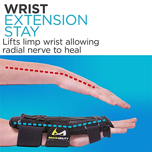 BraceAbility جبيرة برايسابيليتي لعلاج شلل العصب الشعاعي - جبيرة ديناميكية لتمديد المعصم لعلاج سقوط المعصم، ليلة السبت، شهر العسل، شلل العكاز، تعافي السكتة الدماغية - تناسب اليد اليمنى أو اليسرى (مقاس واحد) - Image 4