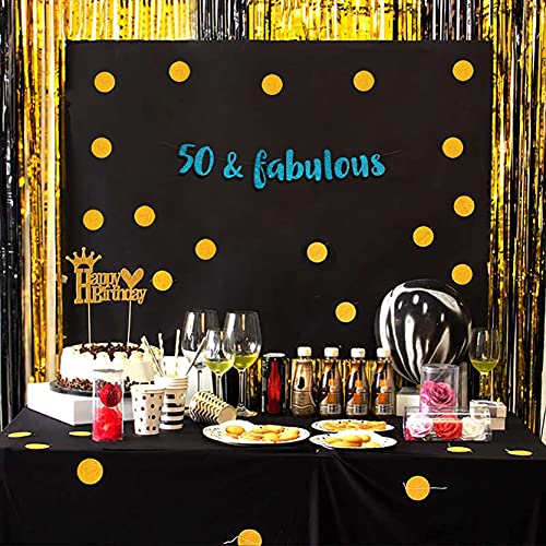 Festiko®50 & Fabulous Teal Glitter Banner - Happy 50th Birthday Party Banner - 50th Wedding Anniversary Decorations - Milestone Birthday Party Decorations - Image 3
