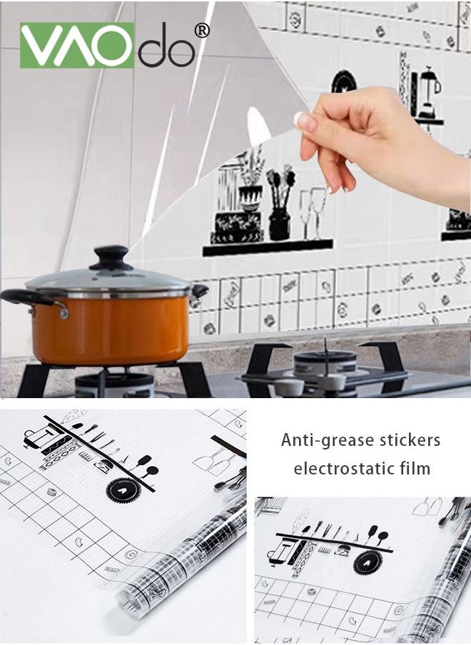 VAOdo - Contact Paper Clear Wall Protector Self Adhesive Removable Vinyl Film Clear Plastic Backsplash Kitchen Oil Resistant Waterproof Sticker Foil Heat Resistant Furniture Door Scratch Resistant Wallpaper C - Image 1