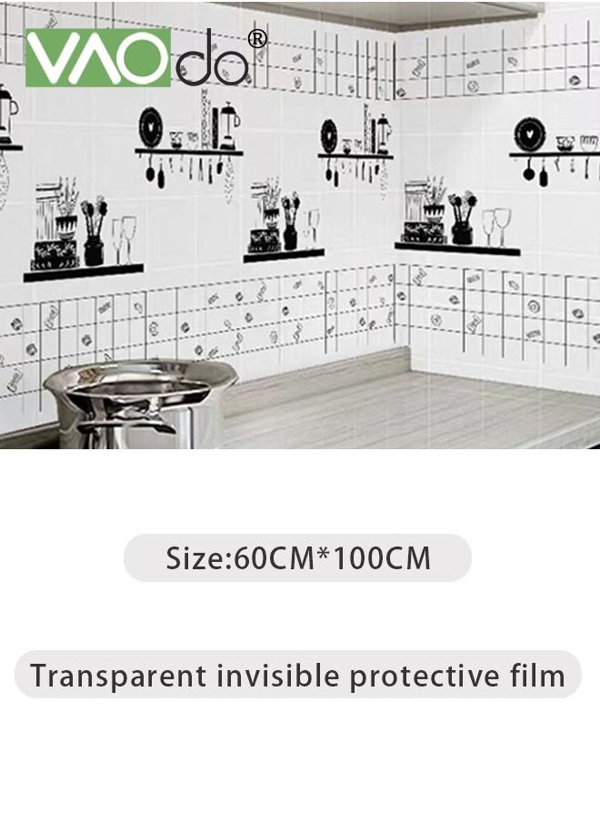 VAOdo - Contact Paper Clear Wall Protector Self Adhesive Removable Vinyl Film Clear Plastic Backsplash Kitchen Oil Resistant Waterproof Sticker Foil Heat Resistant Furniture Door Scratch Resistant Wallpaper C - Image 1