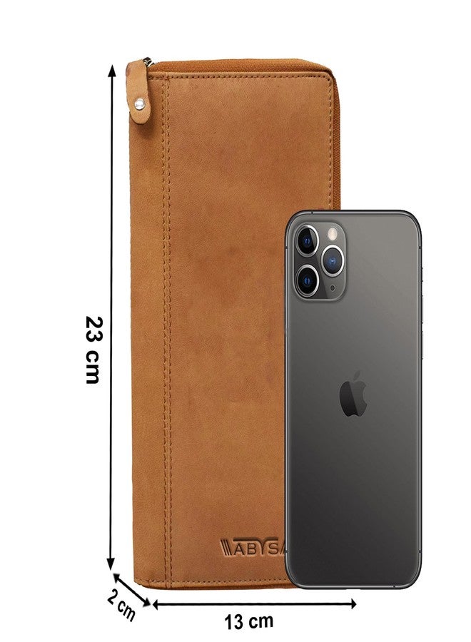 ABYS حافظة جوازات سفر من الجلد الطبيعي من ABYS تتسع لـ 8 جوازات سفر | محفظة جوازات سفر مزودة بتقنية RFID | منظم سفر للجنسين، لون بني خمري، مقاس متوسط، للاستخدام اليومي - Image 2