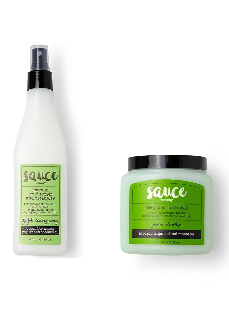 Sauce Beauty - SAUCE BEAUTY Guacamole Hair Mask & Tzatziki Leave In Conditioner - Deep Conditioning Treatment & Frizz Control for Curly Dry Damaged Hair - Sulfate Free Paraben Free - Image 1