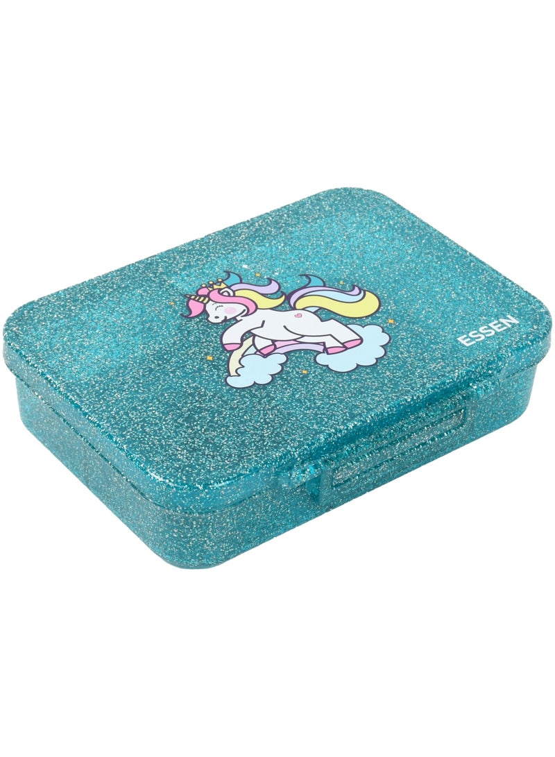 ESSEN Tritan Bento Lunch Box for Kids Girls - Teal Glitter Unicorn - Image 2