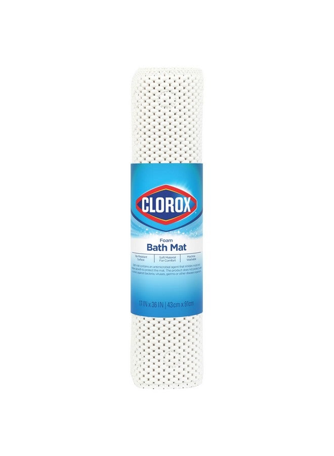 Duck Duck Brand Clorox Cushioned Foam Bath Mat for Tubs, Non-Slip with Suction Cups, 17 Inches x 36 Inches, White - Image 1