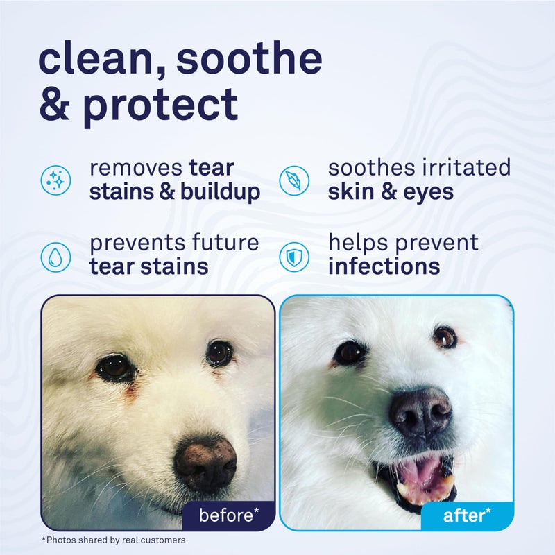 Petpost Tear Stain Remover Wipes for Dogs | 100 Count Gentle Eye Wipes with Juniper Berry & Coconut | Dog Face Wipes for Tear Stains & Eye Discharge | Soft Cotton Pads, Bleach Free - Image 2