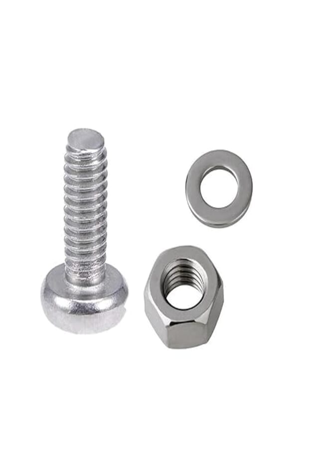 Phillips Pan Head Screw M4 X 10mm Length + Nut +Flat Washer Pack of 10 set