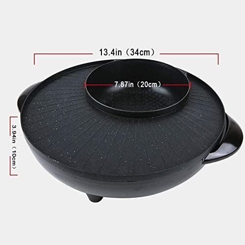 MUGATH Electric Heating Hot Pot Multi-Function Non Stick Smokeless Pot with Steamer Cooker with Lid Heat Frying Pan - Steaming Hot Pot Cooking Cookware for Kitchen (Black) - Image 3