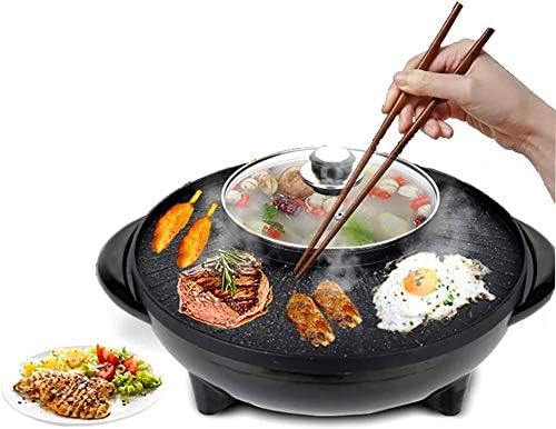 MUGATH Electric Heating Hot Pot Multi-Function Non Stick Smokeless Pot with Steamer Cooker with Lid Heat Frying Pan - Steaming Hot Pot Cooking Cookware for Kitchen (Black) - Image 4