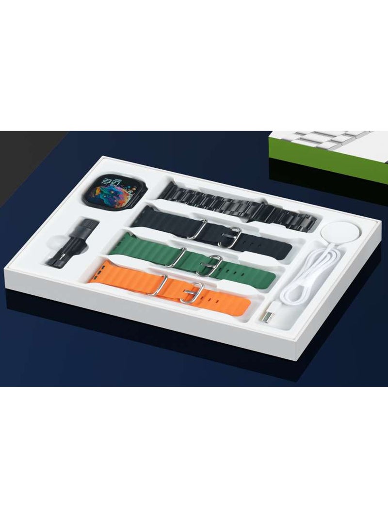 Modio Ultra2 AMOLED Display Smart Watch with 4 Pair Strap and Wireless Charger Black - Image 2