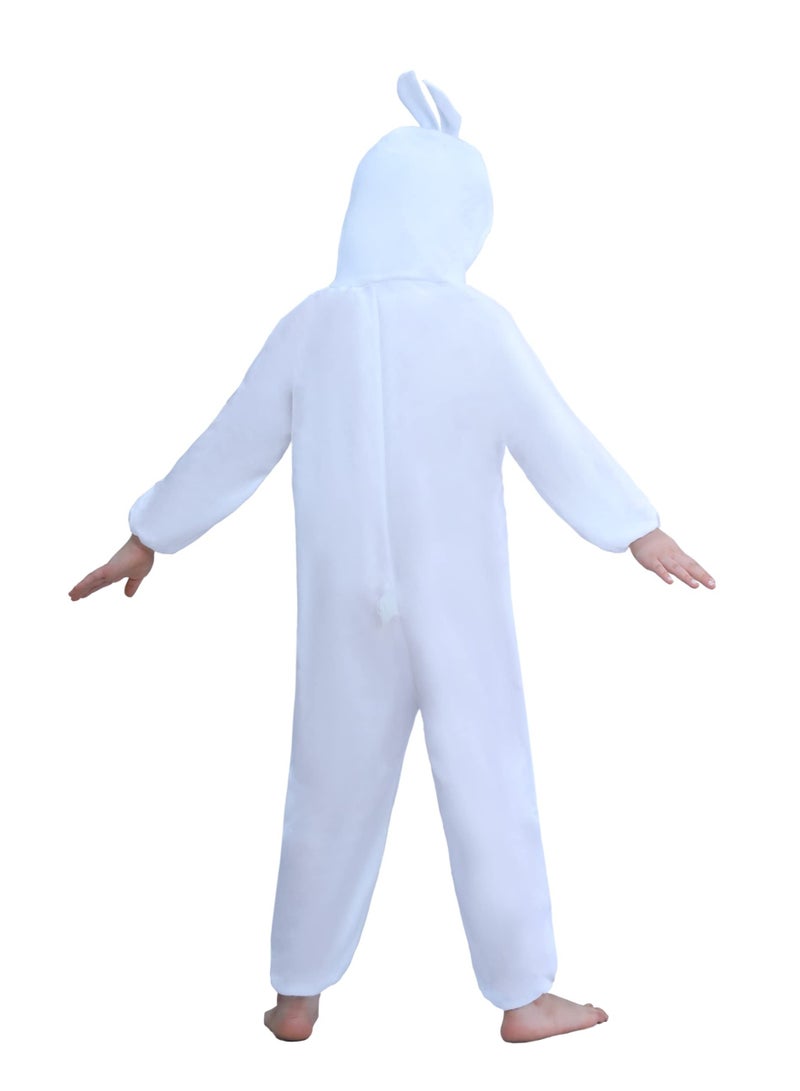 Toy Box Kids White Rabbit Costume Jumpsuit with Hood, Animal Fancy Dress, Party Outfit, Size M(4-5 Years) - Image 4