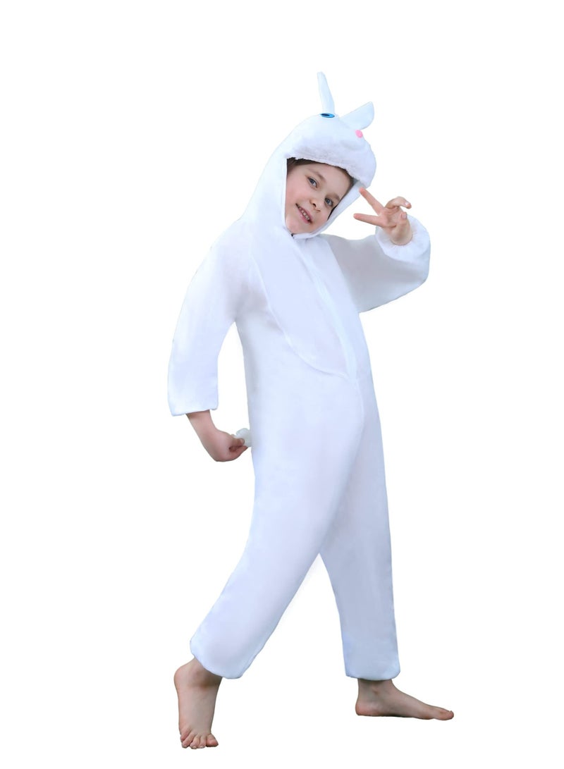 Toy Box Kids White Rabbit Costume Jumpsuit with Hood, Animal Fancy Dress, Party Outfit, Size M(4-5 Years) - Image 2