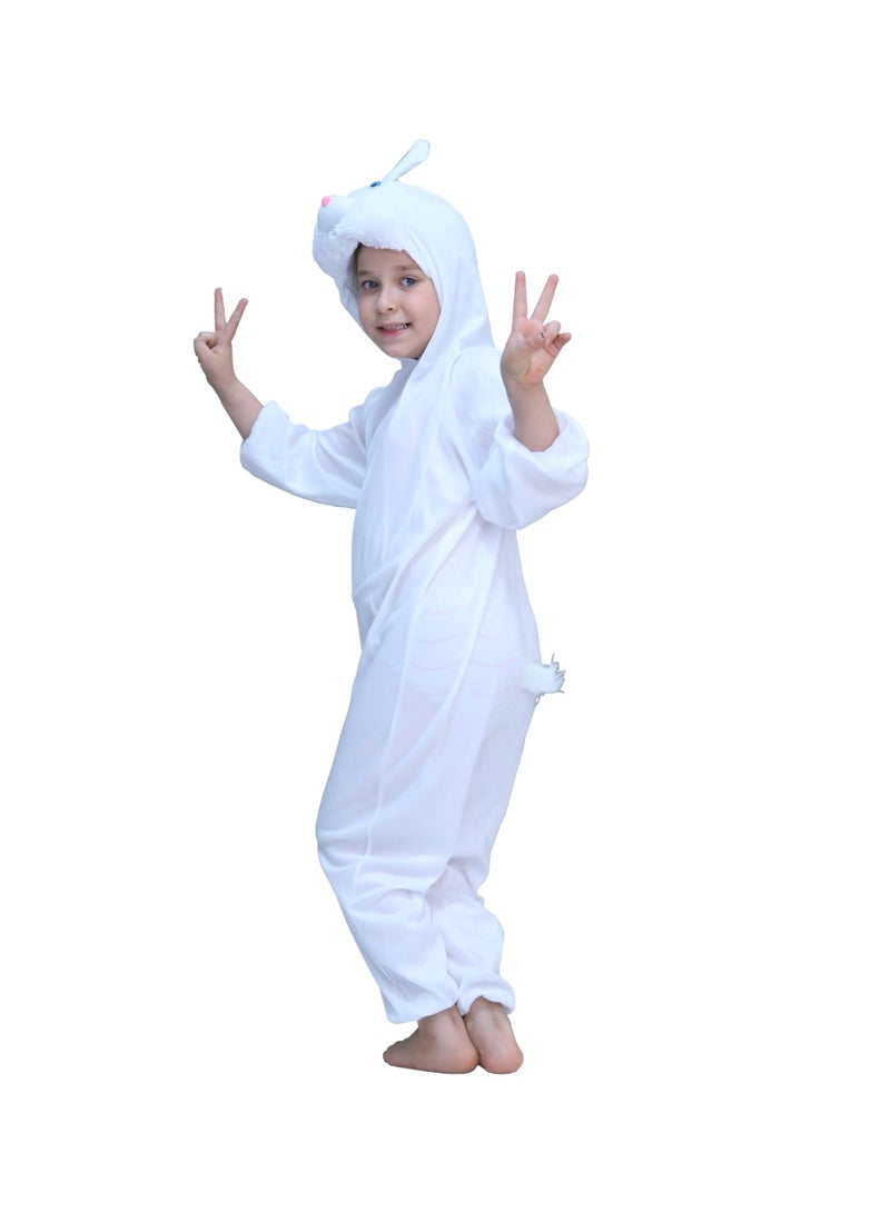Toy Box Kids White Rabbit Costume Jumpsuit with Hood, Animal Fancy Dress, Party Outfit, Size M(4-5 Years) - Image 3