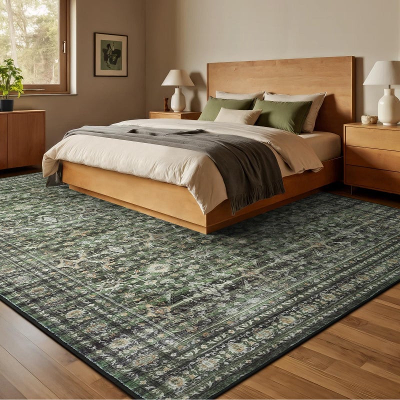 Lofus 8x10 Area Rug for Living Room,Green Washable Large Rugs with Non-Slip Backing,Soft Boho Carpets for Bedroom Dining Room Home Office Indoor Nursery - Image 2