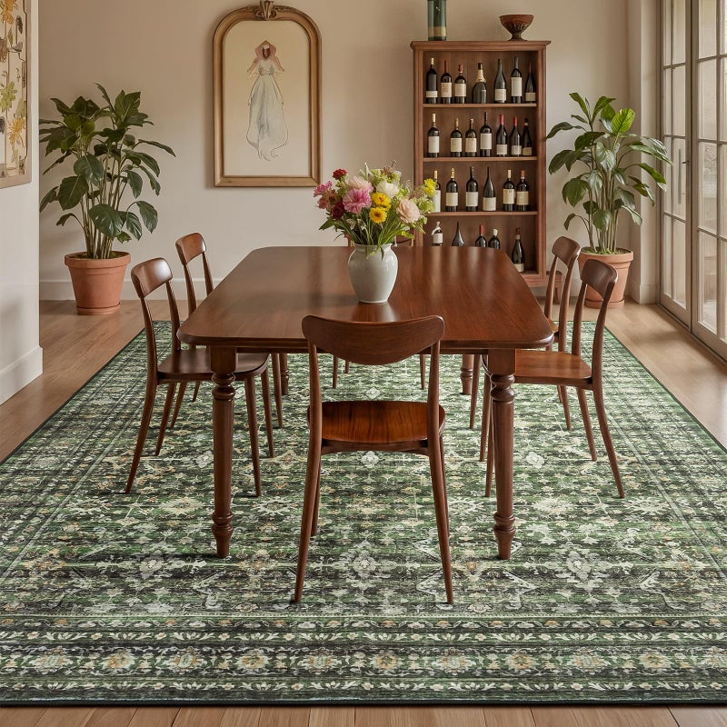 Lofus 8x10 Area Rug for Living Room,Green Washable Large Rugs with Non-Slip Backing,Soft Boho Carpets for Bedroom Dining Room Home Office Indoor Nursery - Image 3