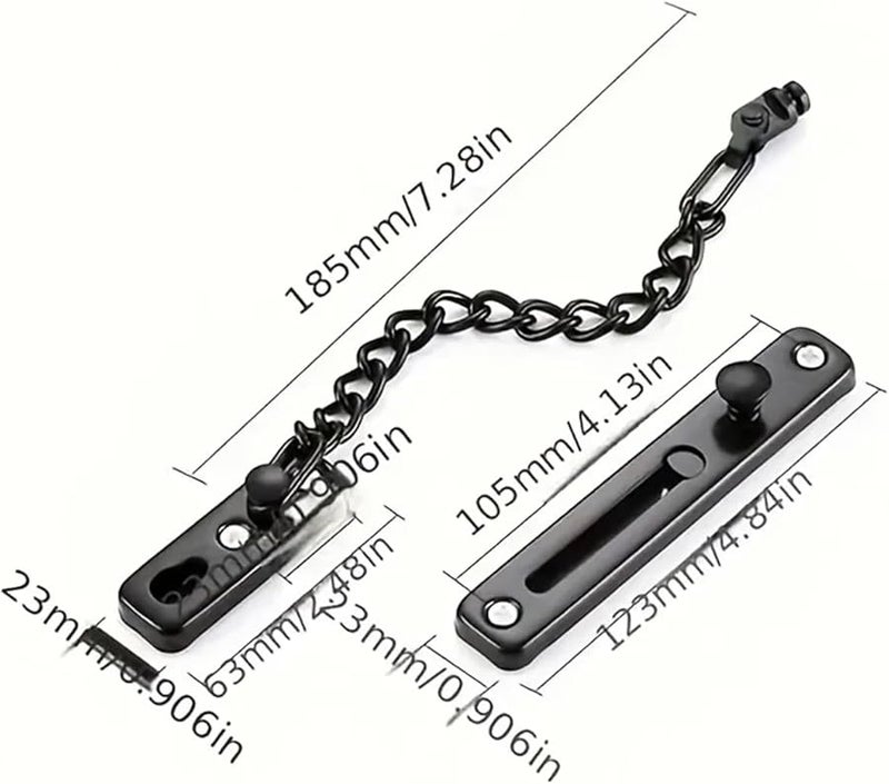 قفل باب من الفولاذ المقاوم للصدأ الأسود، مزلاج أمان ضد السرقة، مثبت أمني - Image 4