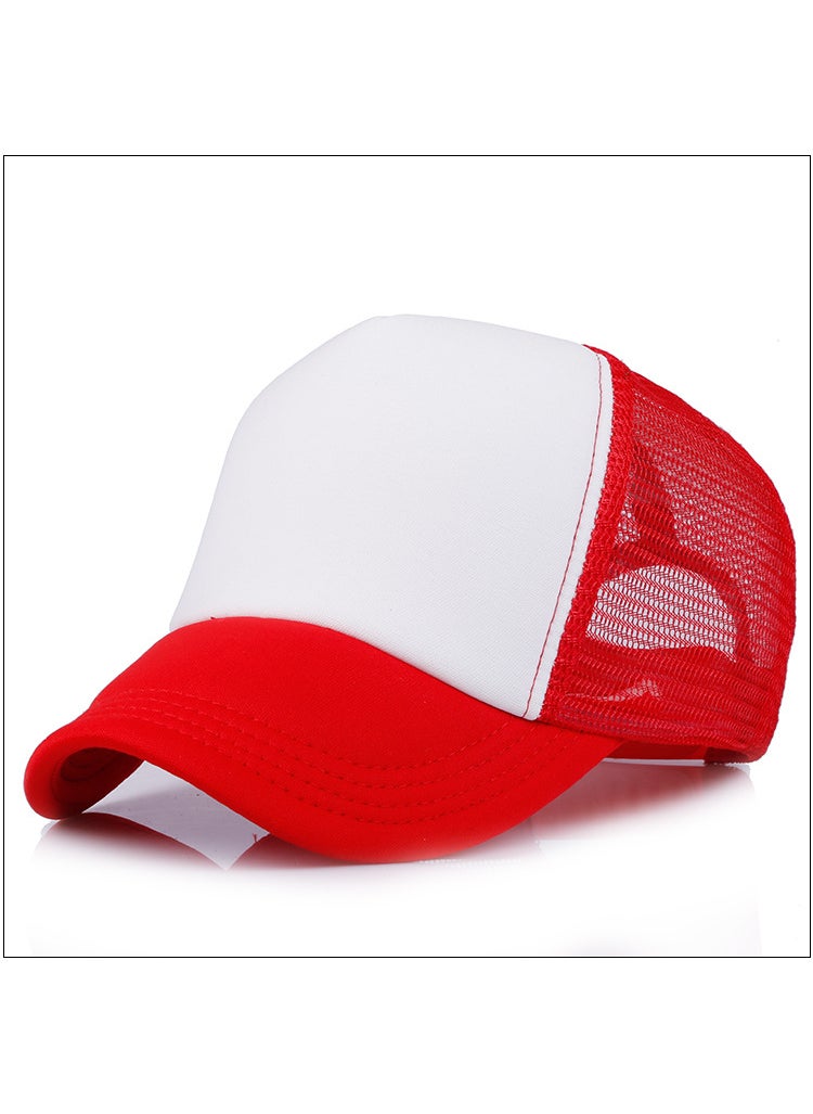 Generic Solid Color Cotton Baseball Cap Unisex Sun Protection Red 