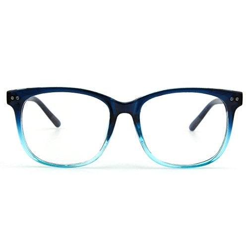 GQUEEN Fake Non Prescription Glasses Clear Lens for Women Men Oversized Frame UV400 Protection Gradient Blue, 201581 - Image 5