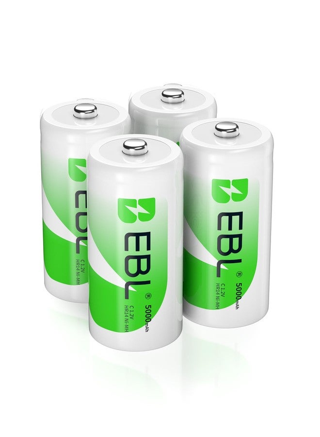 EBL C Cell Batteries 4-Pack 5,000mAh High Energy Rechargeable C Batteries - Image 1