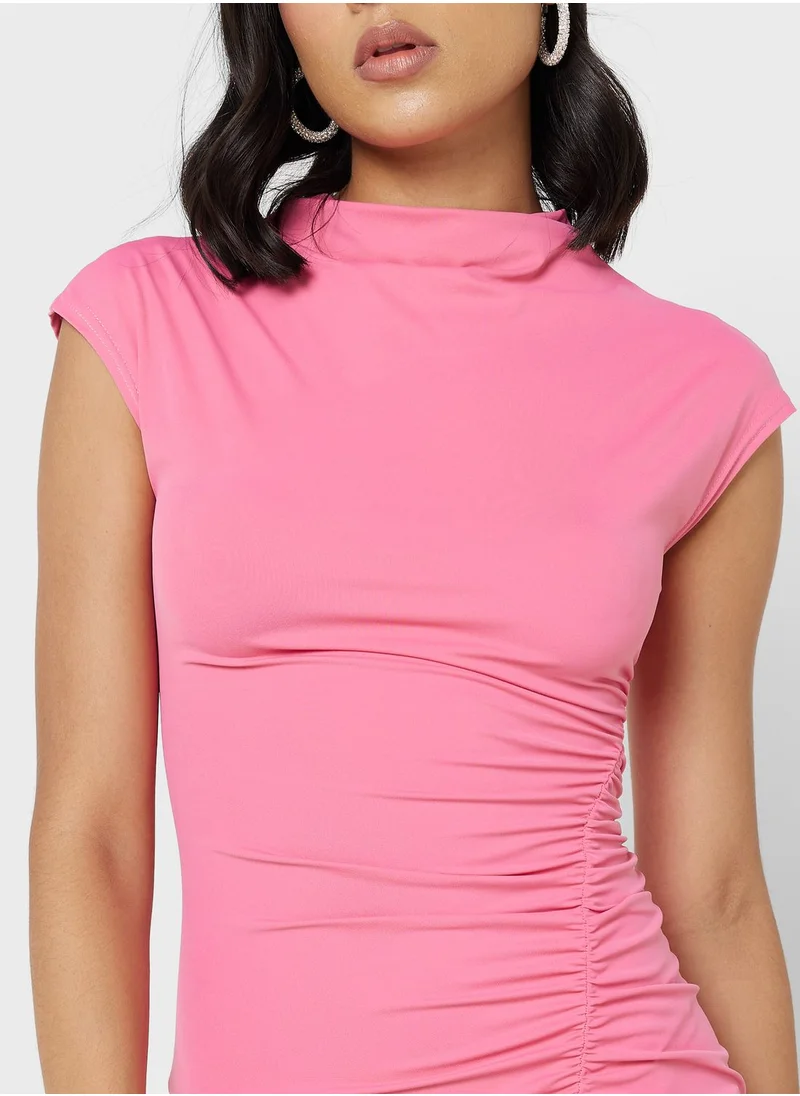 Ginger Ruched Side Slit Bodycon Dress