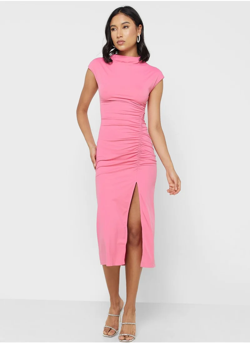 Ginger Ruched Side Slit Bodycon Dress