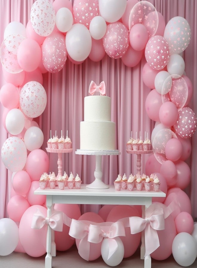 Juome 32 Pcs Pink Bow Balloons - Coquette Bows Party Decorations for Girls Birthday, Bachelorette, Bridal & Baby Shower - Image 4