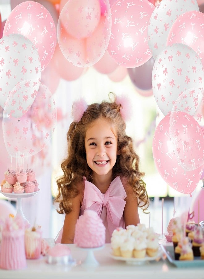 Juome 32 Pcs Pink Bow Balloons - Coquette Bows Party Decorations for Girls Birthday, Bachelorette, Bridal & Baby Shower - Image 2