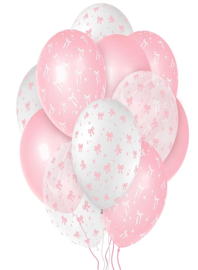 Juome 32 Pcs Pink Bow Balloons - Coquette Bows Party Decorations for Girls Birthday, Bachelorette, Bridal & Baby Shower - Image 1