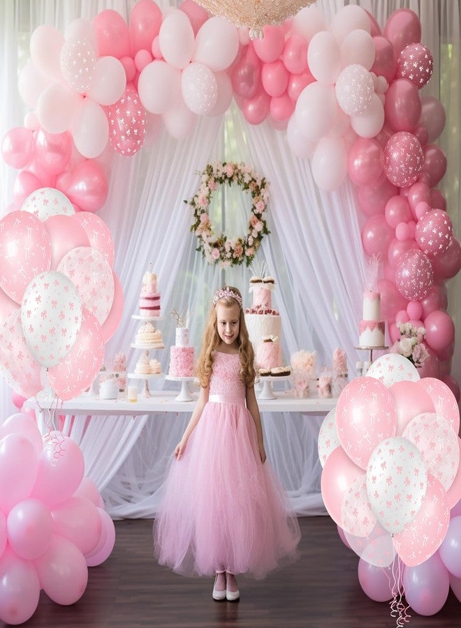 Juome 32 Pcs Pink Bow Balloons - Coquette Bows Party Decorations for Girls Birthday, Bachelorette, Bridal & Baby Shower - Image 5